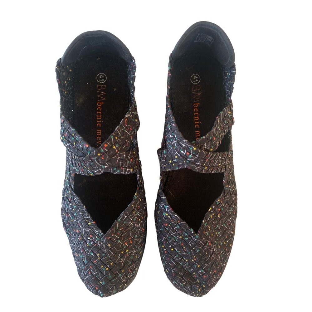 BERNIE MEV Women's 41 Cleopatra Pops Fabric Wedge Shoes US 11 Black - Picture 10 of 11